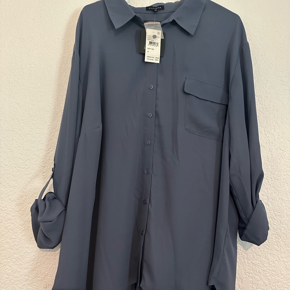 Pleione Dusty Blue Blouse